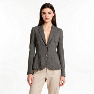 Emil Rutenberg Vintage Gray Black Herringbone Blazer - Medium